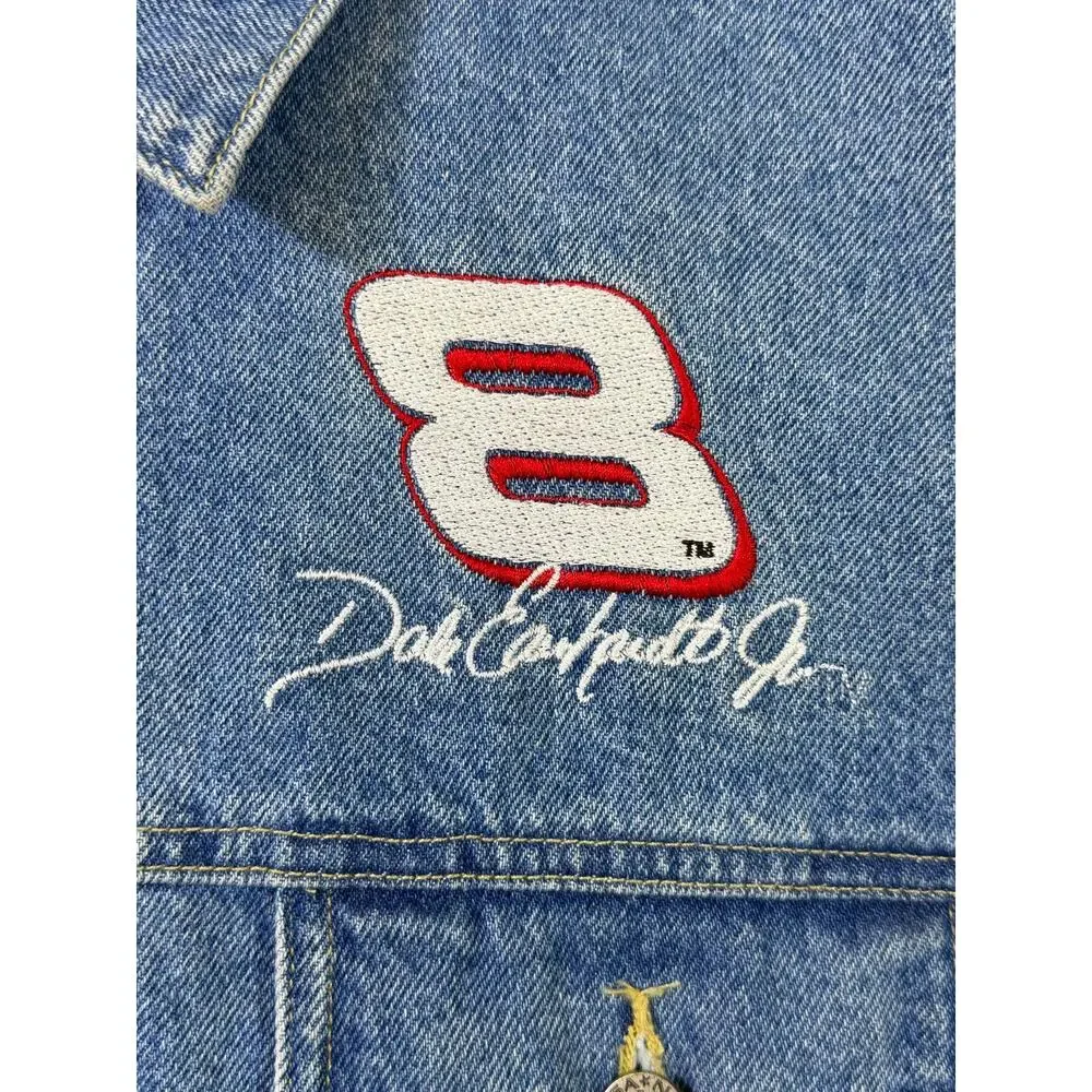 Chase Authentics Women's Blue XL Dale Earnhardt Jr NASCAR Racing Denim Jacket